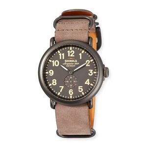 Shinola Gunmetal PVD Watch with Leather Strap - 47mm Case